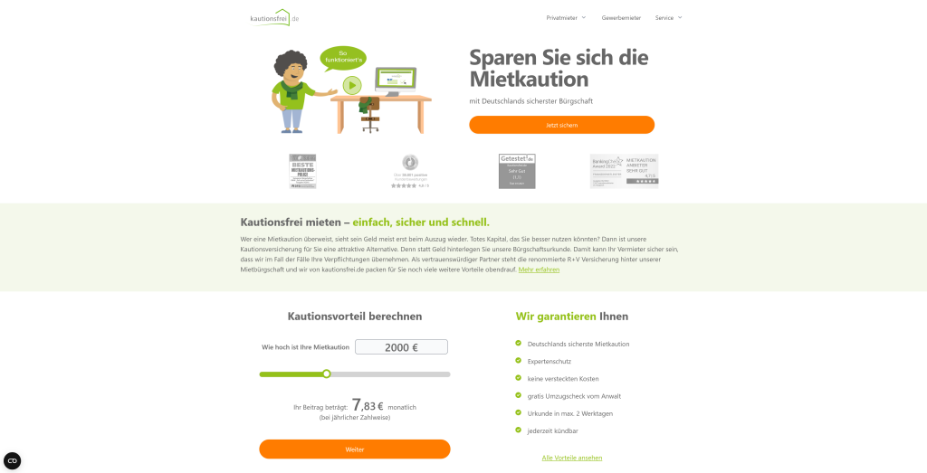 Preise von kautionsfrei.de
