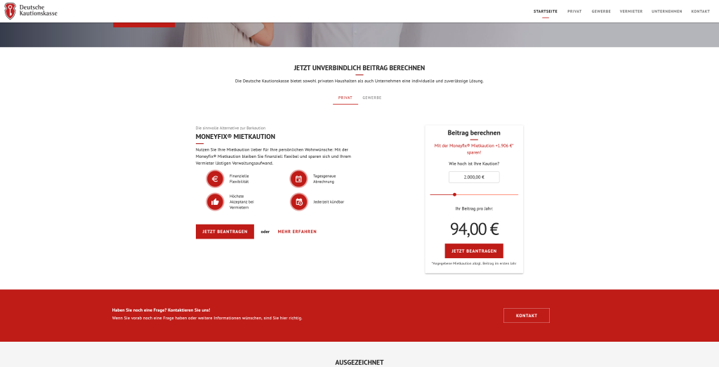 Preise bei Moneyfix Mietkaution