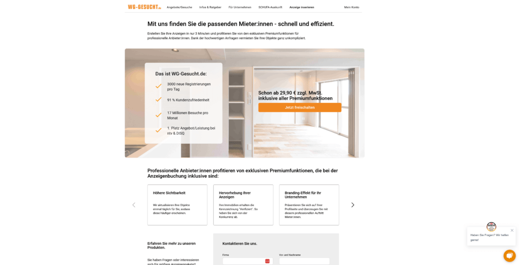 Preise bei WG-Gesucht.de